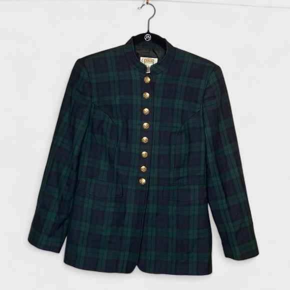 Talbots Jackets & Blazers - Talbots Wool Blazer,  Navy and Green Tarten Plaid, EUC, size 4P